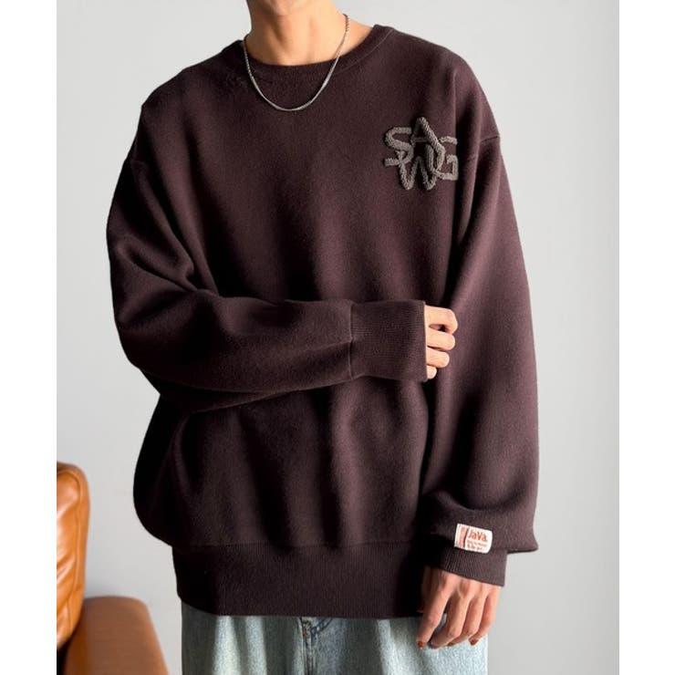 《JaVaジャバコラボ》立体編みで飾る個性。サガラ刺繍風ロゴオーバーサイズニット | Classical Elf Men | 詳細画像17 
