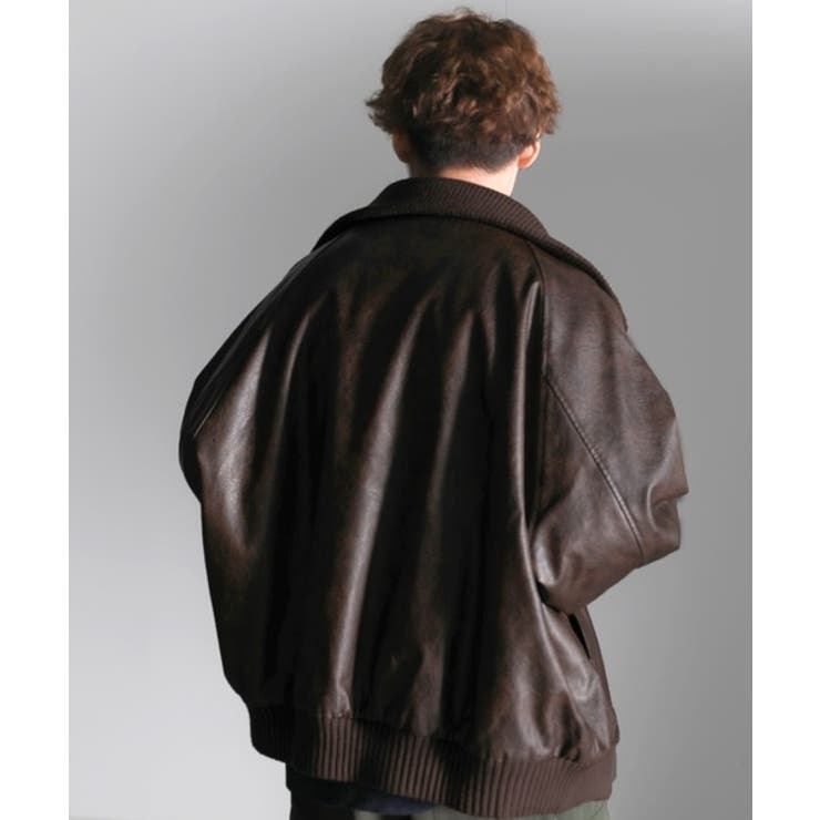 こだわりヴィンテージライク。リブタートルカラーレザージャケット | Classical Elf Men | 詳細画像14 