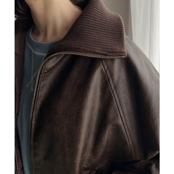 こだわりヴィンテージライク。リブタートルカラーレザージャケット | Classical Elf Men | 詳細画像22 