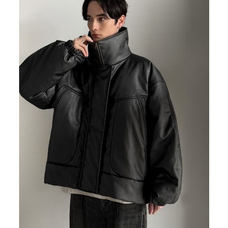 ブラック | 寒さ知らずの防寒力！高級感あふれる中綿フェイクレザーモンスターブルゾン | Classical Elf Men