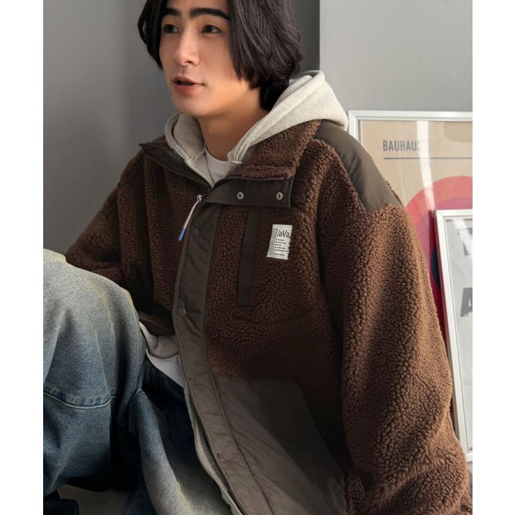 《JaVaジャバコラボ》レトロムード漂う、首元まで暖か。異素材切替えダブルジップ… | Classical Elf Men | 詳細画像23 