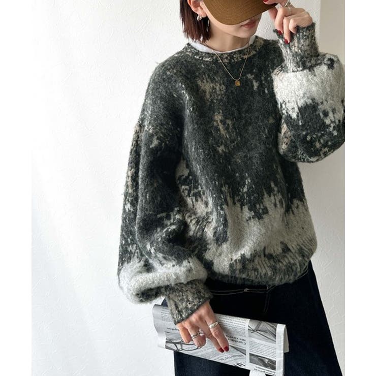 《JaVaジャバコラボ》視線を釘付け。アブストラクト柄ニットプルオーバー（長袖） | Classical Elf Men | 詳細画像10 