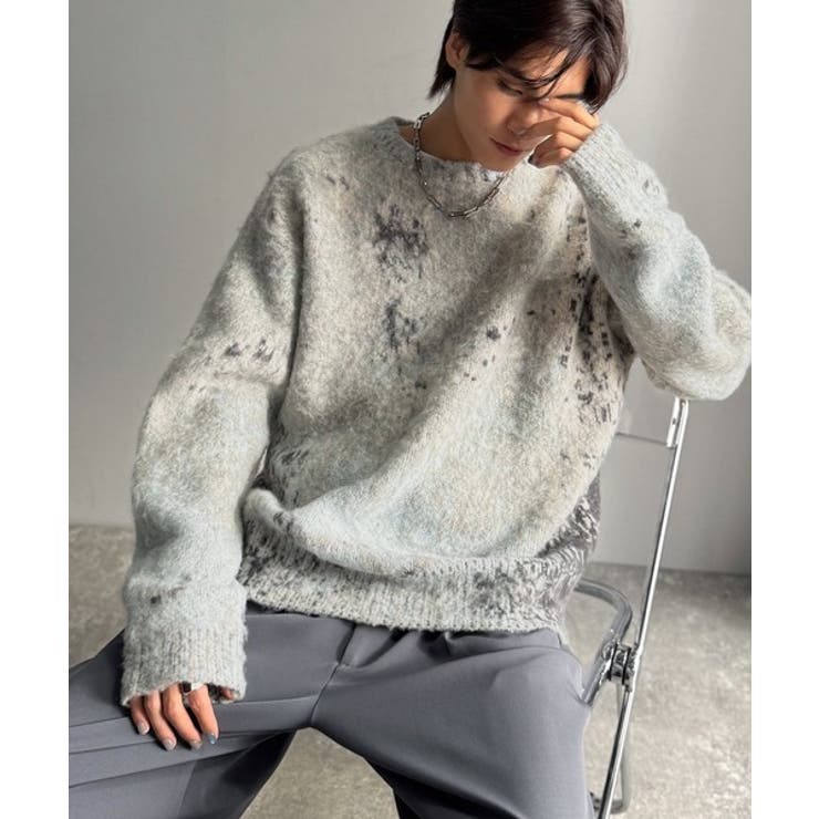 《JaVaジャバコラボ》視線を釘付け。アブストラクト柄ニットプルオーバー（長袖） | Classical Elf Men | 詳細画像1 