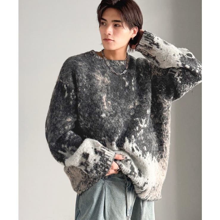 《JaVaジャバコラボ》視線を釘付け。アブストラクト柄ニットプルオーバー（長袖） | Classical Elf Men | 詳細画像5 