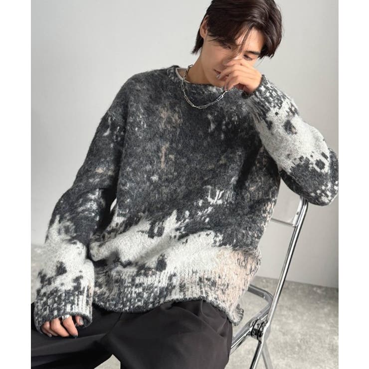 《JaVaジャバコラボ》視線を釘付け。アブストラクト柄ニットプルオーバー（長袖） | Classical Elf Men | 詳細画像7 