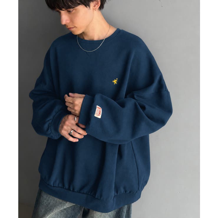 ネイビー | 《JaVaジャバコラボ》刺繍が映える ゆるっと スウェット。胸刺繍ライトウェイト… | Classical Elf Men