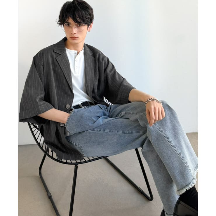 《JaVaジャバコラボ》主役級！アンティーク釦使いストライプ柄ヘリンボン生地シャ… | Classical Elf Men | 詳細画像4 