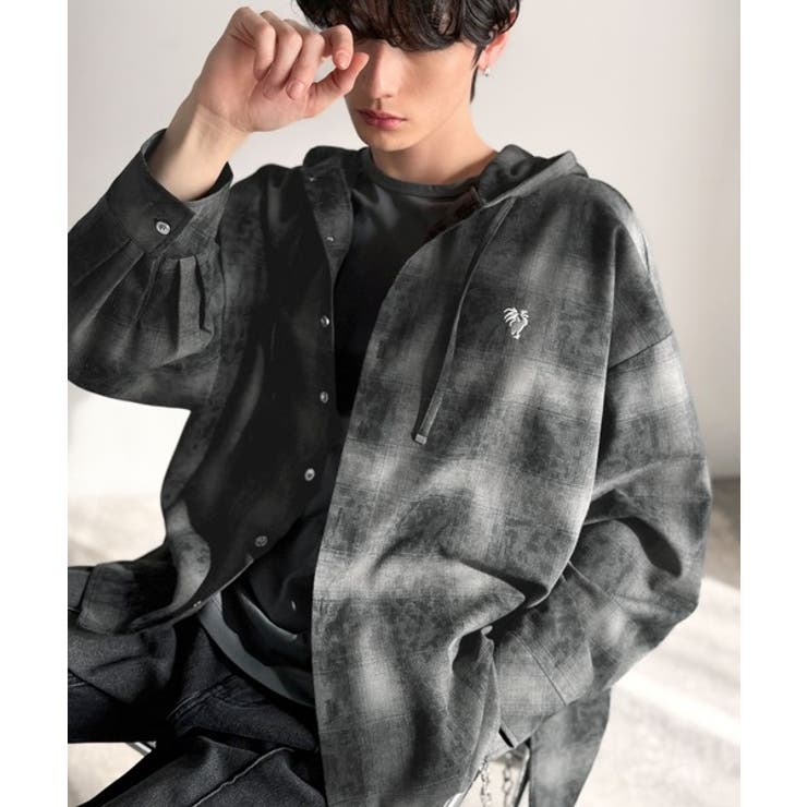 ブラック | 《JaVaジャバコラボ》フードが醸す洗練された遊び心。ヴィンテージ風チェック柄シ… | Classical Elf Men