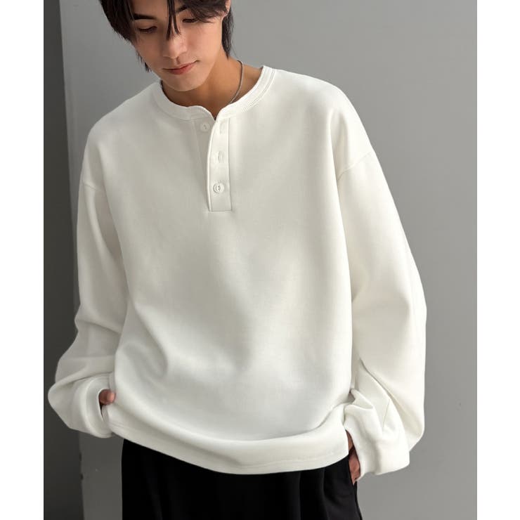 オフホワイト | 《JaVaコラボ》ラフに着るほど、サマになる。ダンボール素材ヘンリーネックTシャ… | Classical Elf Men