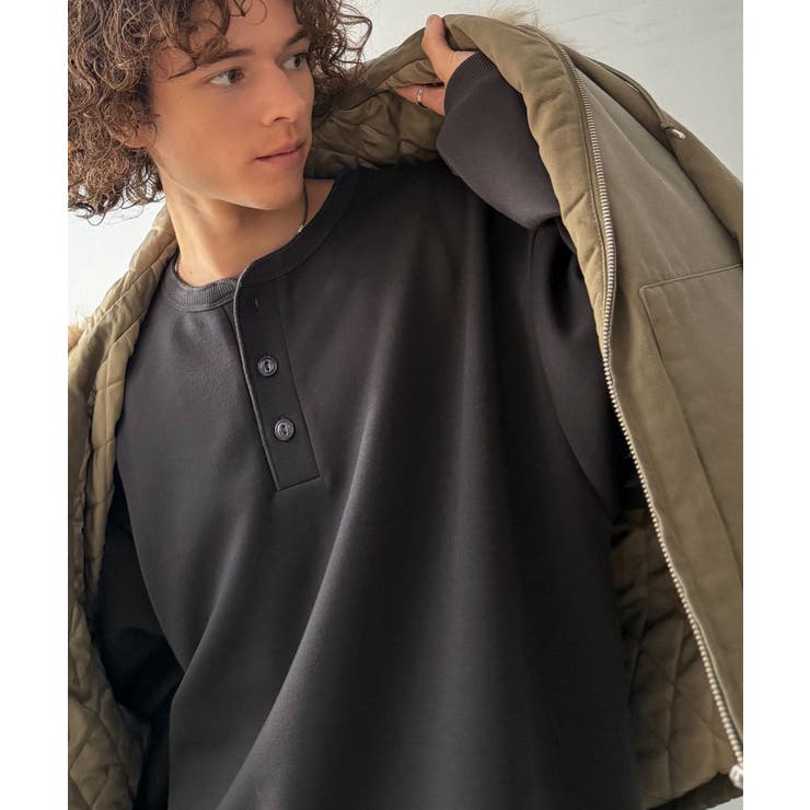 チャコールグレー | 《JaVaコラボ》ラフに着るほど、サマになる。ダンボール素材ヘンリーネックTシャ… | Classical Elf Men