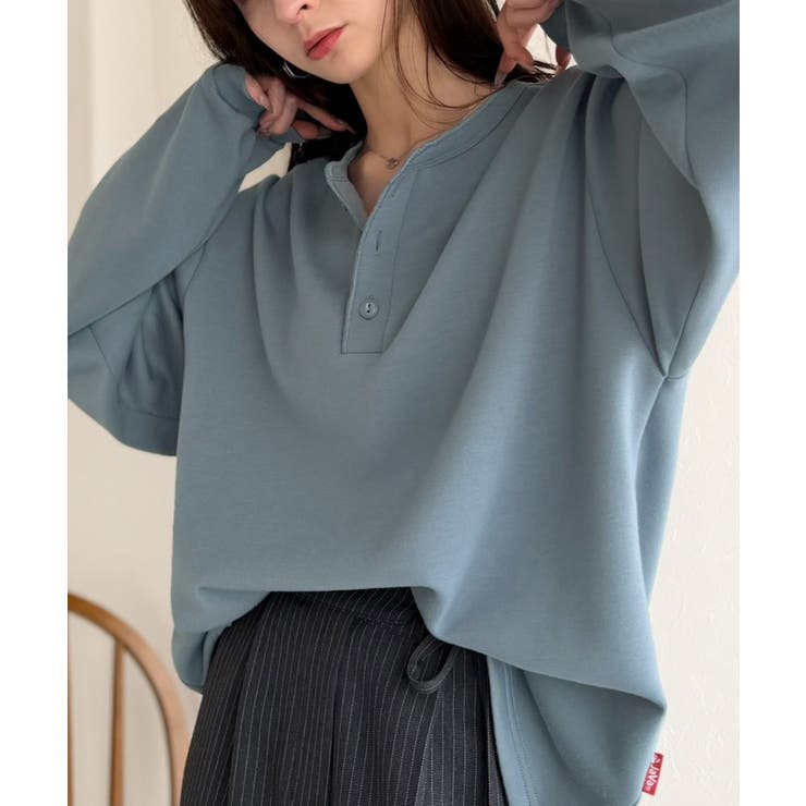 ブルー | 《JaVaコラボ》ラフに着るほど、サマになる。ダンボール素材ヘンリーネックTシャ… | Classical Elf Men