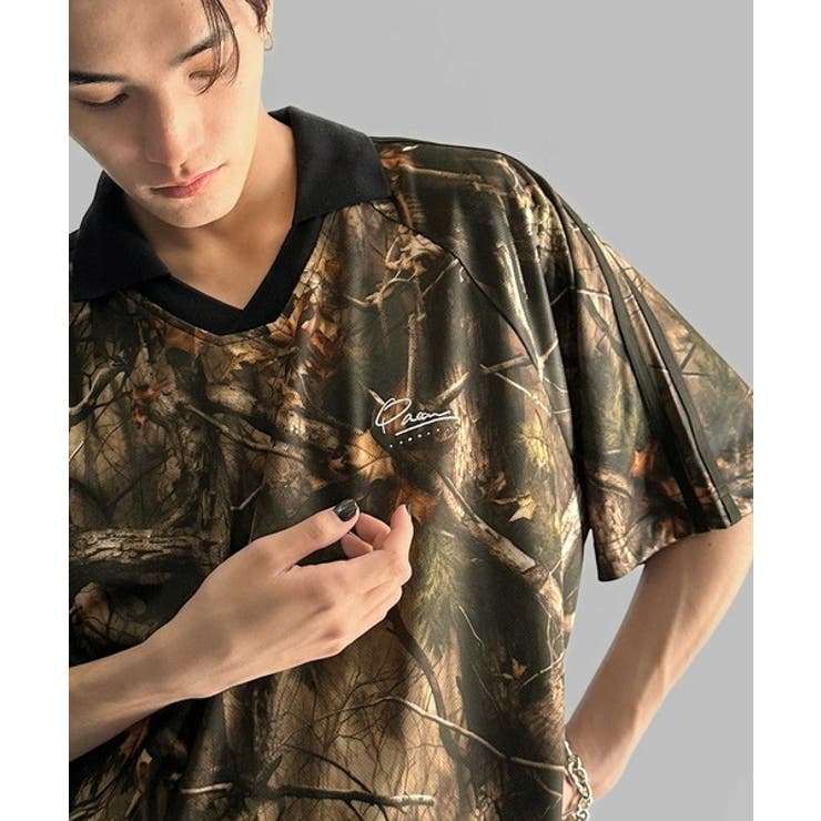 ブラウン | 《JaVaジャバコラボ》ラインストーン使い総柄ゲーム半袖Tシャツ | Classical Elf Men