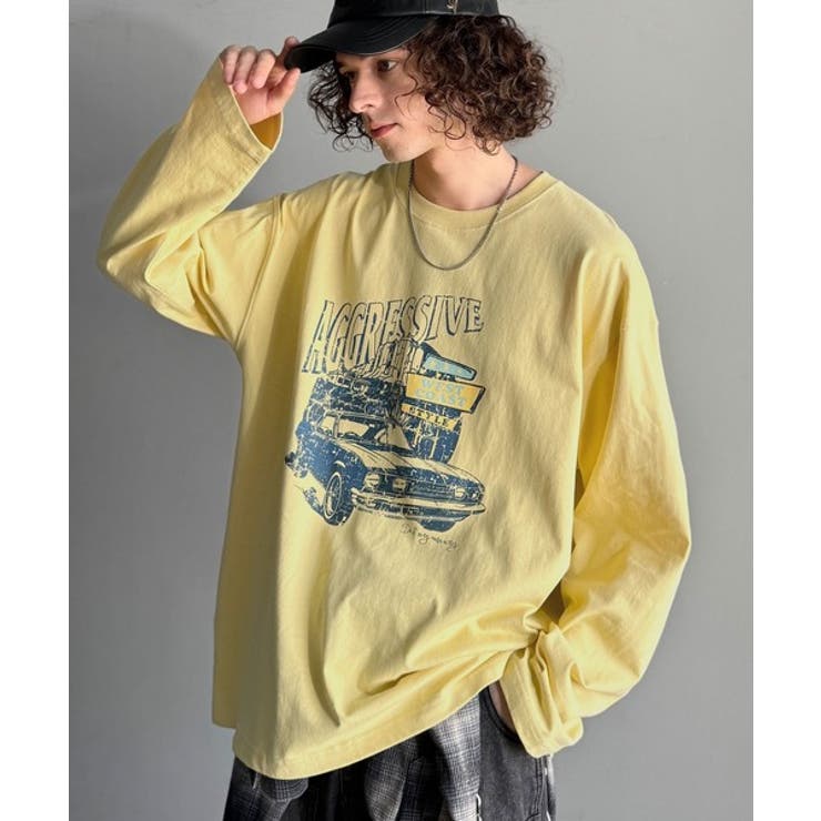 イエロー | ヴィンテージ感漂う綿100%クラシックカーグラフィックTシャツ | Classical Elf Men