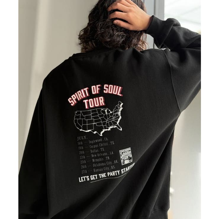 ブラック | 《JaVaジャバコラボ》裏起毛レコード盤レトロツアーロゴトレーナー | Classical Elf Men