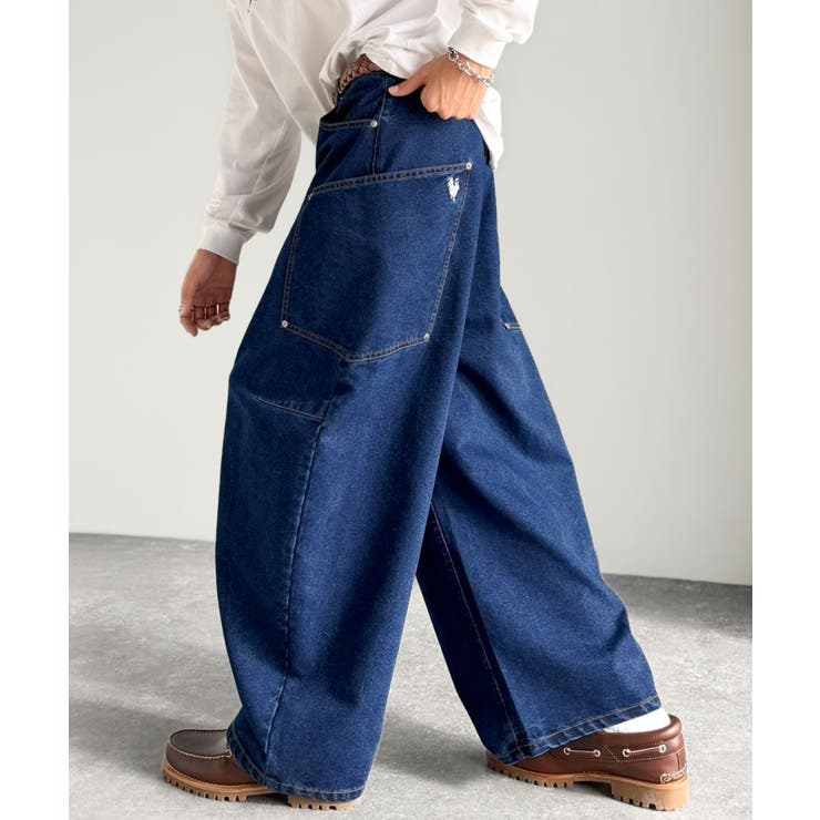 インディゴブルー | 《JaVaジャバコラボ》BIGポケットの存在感。ワイドバルーンカーブデニムパンツ | Classical Elf Men