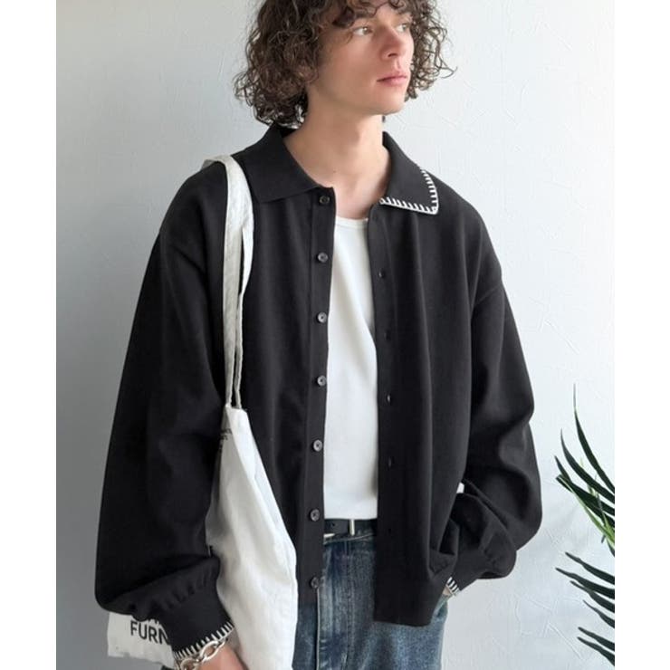 ブラック | 《JaVaジャバコラボ》さりげない配色で着こなしに差を。ステッチ配色ショート丈ニ… | Classical Elf Men