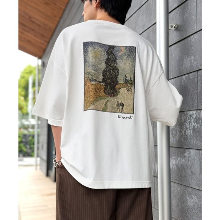 《ゴッホ絵画グラフィック》ステッチ刺繍MIXデザイン 高機能半袖Tシャツ【接触冷… | Classical Elf Men | 詳細画像18 
