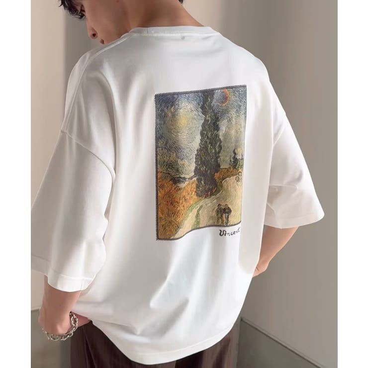 《ゴッホ絵画グラフィック》ステッチ刺繍MIXデザイン 高機能半袖Tシャツ【接触冷… | Classical Elf Men | 詳細画像1 
