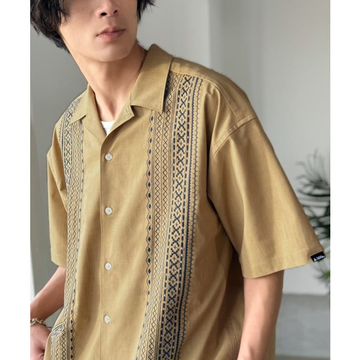《JaVaジャバコラボ》周りと差がつく総刺繍！リラックスシルエット 清涼リネンラ… | Classical Elf Men | 詳細画像13 