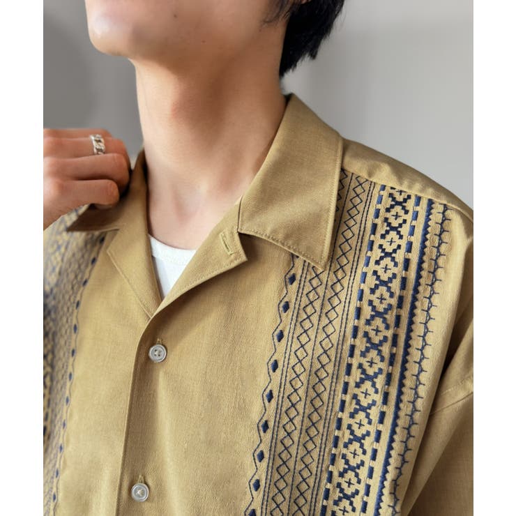 《JaVaジャバコラボ》周りと差がつく総刺繍！リラックスシルエット 清涼リネンラ… | Classical Elf Men | 詳細画像27 