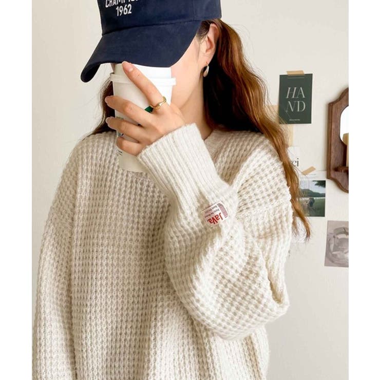 シンプルの銘品。ミックスカラー糸ワッフルニットプルオーバー シンプルの銘品。ミックスカラー糸ワッフルニットプルオーバー