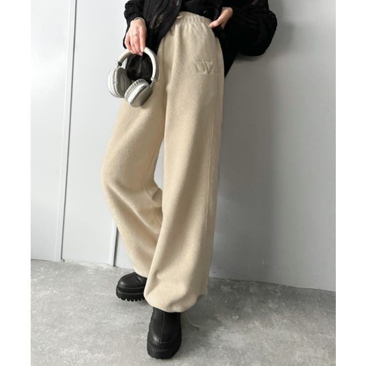 JaVaジャバコラボ》まるで毛布。裾ドロストロゴ刺繍ミックス調フリース