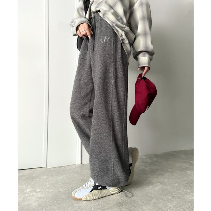 JaVaジャバコラボ》まるで毛布。裾ドロストロゴ刺繍ミックス調フリース