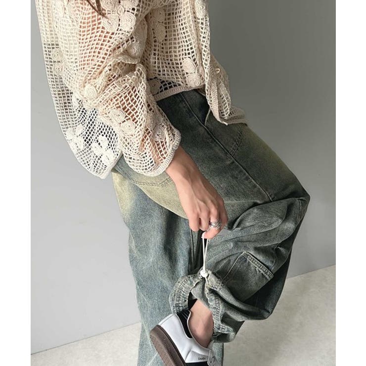 《Javaジャバコラボ》旬なこなれ感。ヴィンテージ加工裾ドロストワイドデニム | Classical Elf  | 詳細画像29 