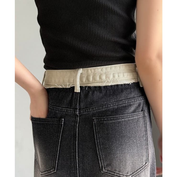 上品見えする大人のデニム。ウエスト異素材切り替え 裾カットオフ デニムスカート | Classical Elf  | 詳細画像20 