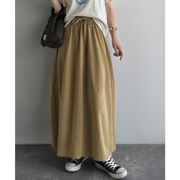 ふんわりフォルムが可愛い◎ピーチ起毛素材コクーンシルエットロングスカート | Classical Elf  | 詳細画像14