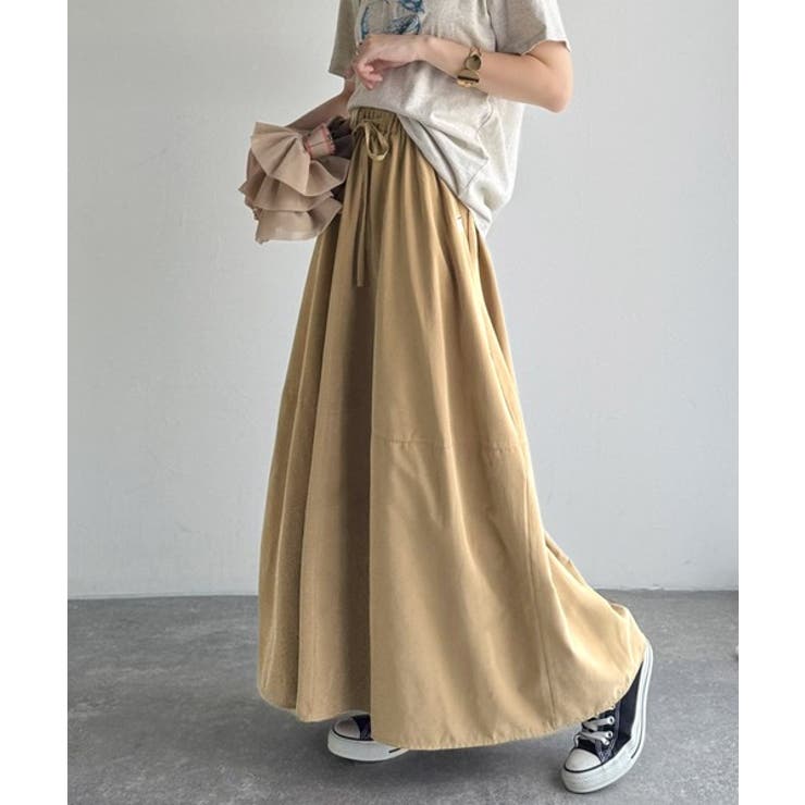 ふんわりフォルムが可愛い◎ピーチ起毛素材コクーンシルエットロングスカート | Classical Elf  | 詳細画像15