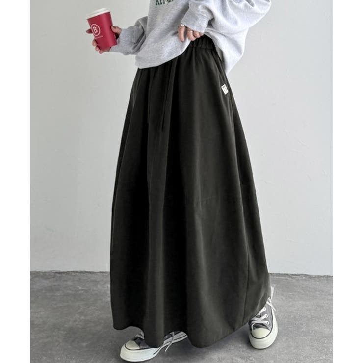 ふんわりフォルムが可愛い◎ピーチ起毛素材コクーンシルエットロングスカート | Classical Elf  | 詳細画像2