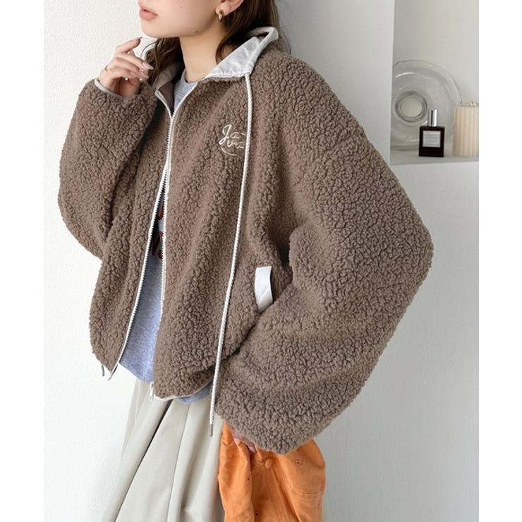 JAVAジャバ 別注》もこもこ愛らしさ。短丈配色ボアブルゾン[品番