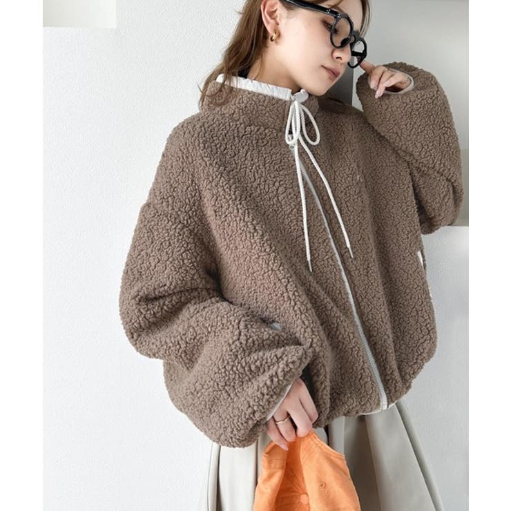 JAVAジャバ 別注》もこもこ愛らしさ。短丈配色ボアブルゾン[品番