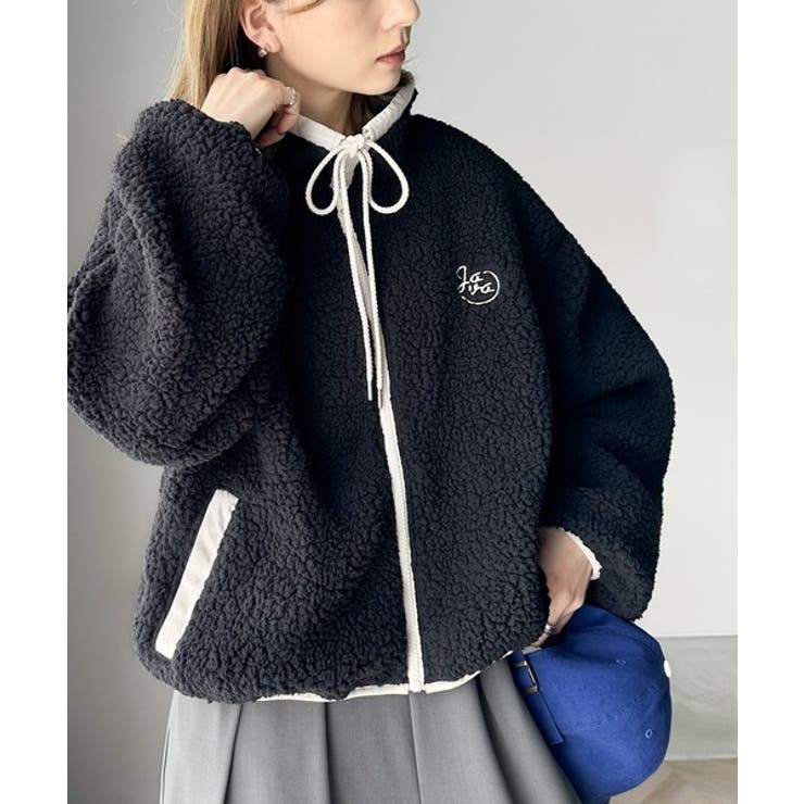 JAVAジャバ 別注》もこもこ愛らしさ。短丈配色ボアブルゾン[品番