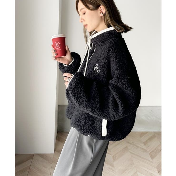 JAVAジャバ 別注》もこもこ愛らしさ。短丈配色ボアブルゾン[品番