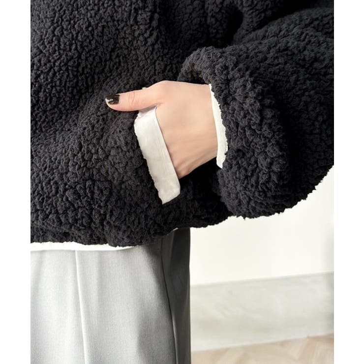 JAVAジャバ 別注》もこもこ愛らしさ。短丈配色ボアブルゾン[品番