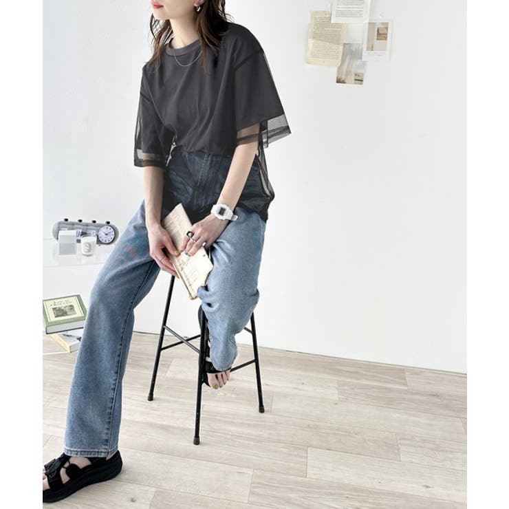 1枚でレイヤードが完成。チュールレイヤードバックプリントTシャツ | Classical Elf  | 詳細画像9 