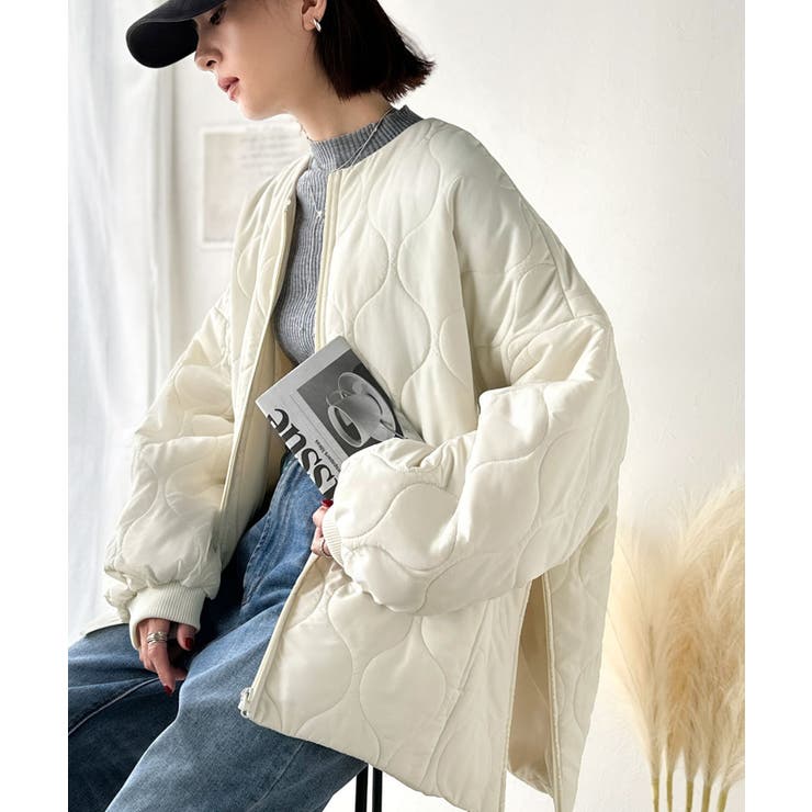 アイボリー | 軽やかでこなれ感漂う万能アウター♪サイドファスナーキルティングジャケット | Classical Elf 