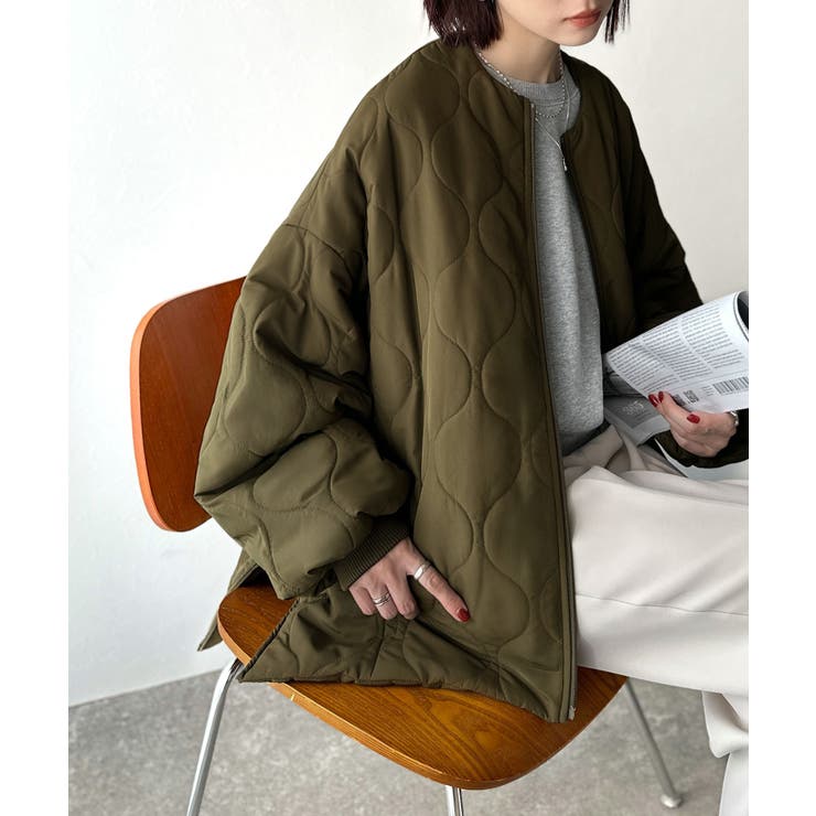 カーキブラウン | 軽やかでこなれ感漂う万能アウター♪サイドファスナーキルティングジャケット | Classical Elf 