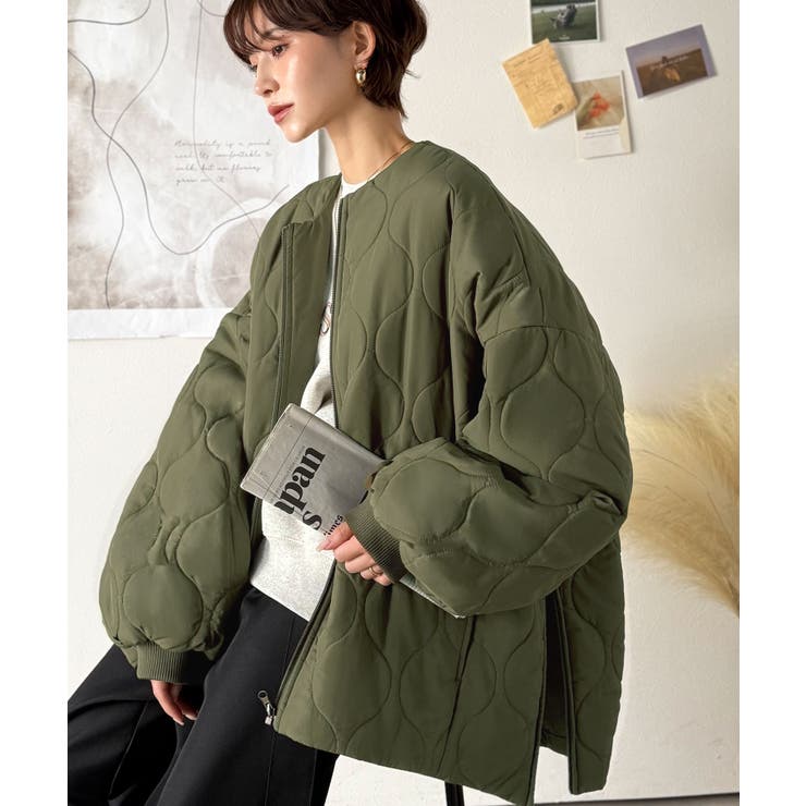 カーキ | 軽やかでこなれ感漂う万能アウター♪サイドファスナーキルティングジャケット | Classical Elf 