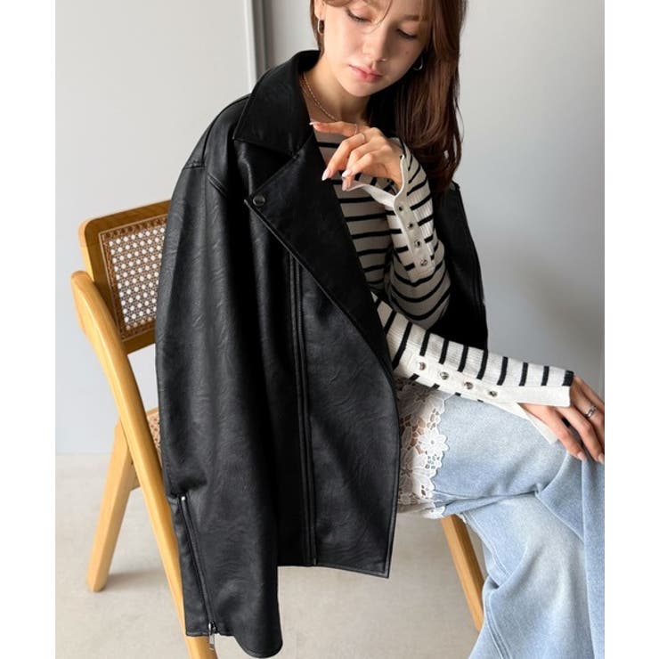 甘さ控えめ、無敵の女っぽさ。フェイクレザーダブルライダースジャケット | Classical Elf  | 詳細画像11 