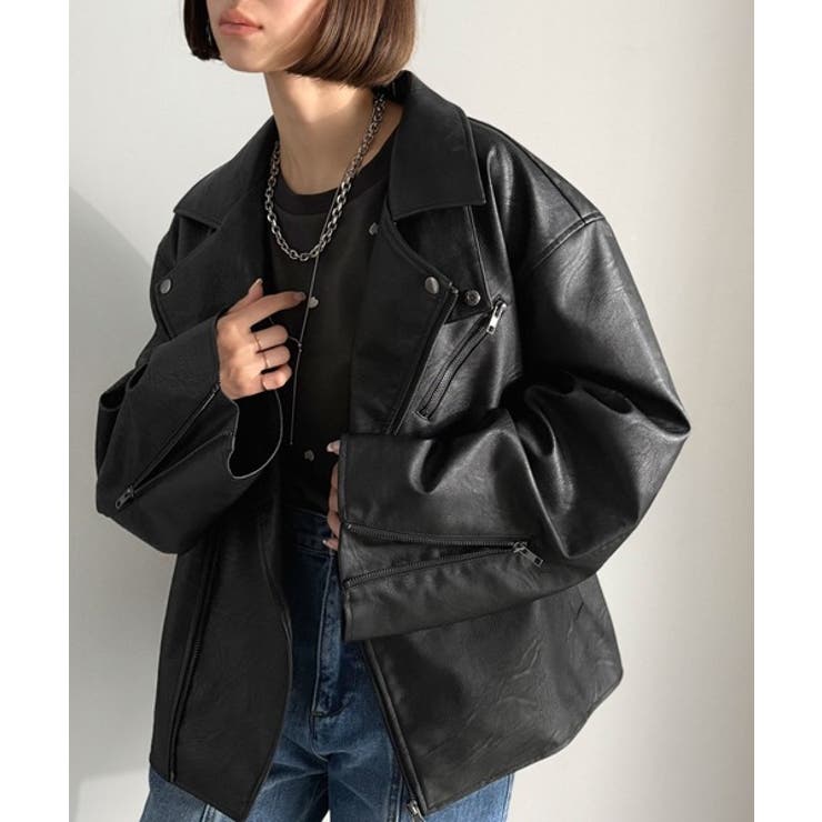 甘さ控えめ、無敵の女っぽさ。フェイクレザーダブルライダースジャケット | Classical Elf  | 詳細画像1 