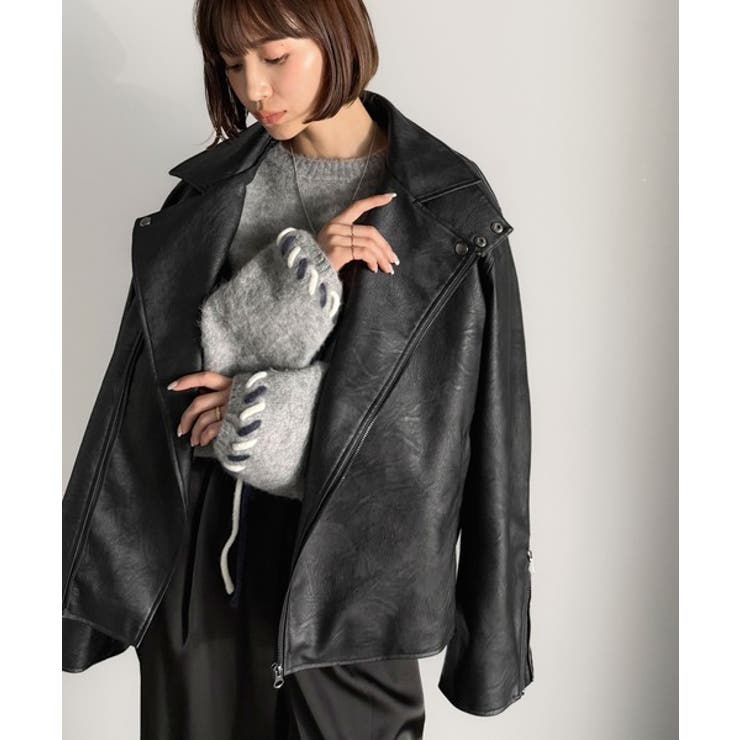 甘さ控えめ、無敵の女っぽさ。フェイクレザーダブルライダースジャケット | Classical Elf  | 詳細画像4 