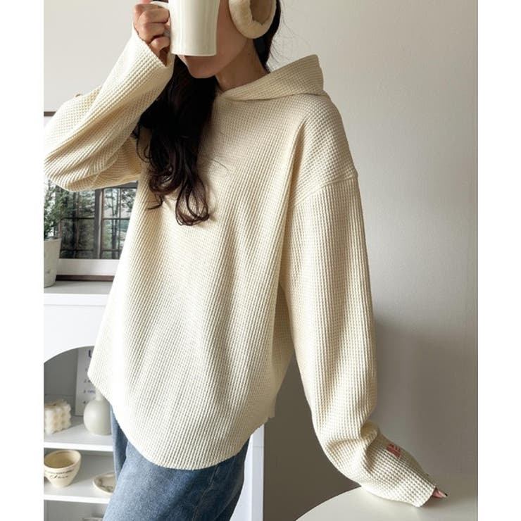 大人の洗練された日常を。ヘビーウェイトワッフルフーディー | Classical Elf  | 詳細画像8 