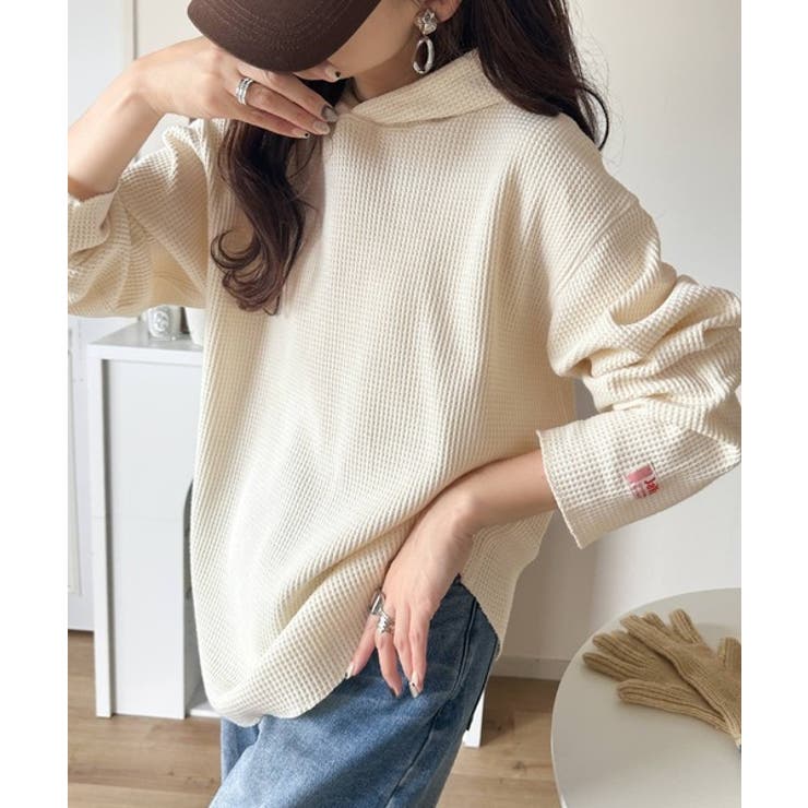 大人の洗練された日常を。ヘビーウェイトワッフルフーディー | Classical Elf  | 詳細画像4 