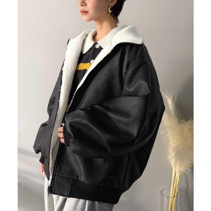 気分に合わせて変化を楽しむ。2wayフェイクレザー×ボアリバーシブルブルゾン | Classical Elf  | 詳細画像18 