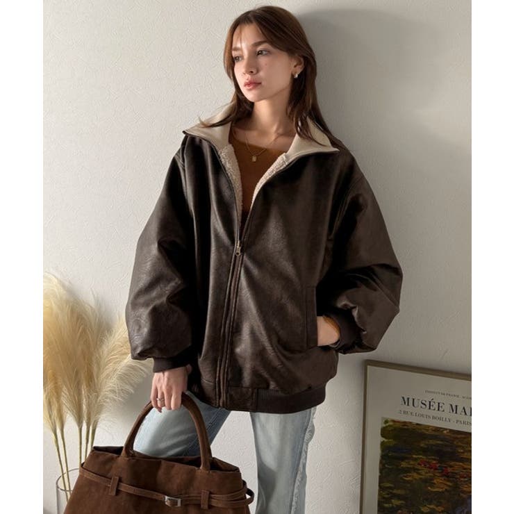 気分に合わせて変化を楽しむ。2wayフェイクレザー×ボアリバーシブルブルゾン | Classical Elf  | 詳細画像25 