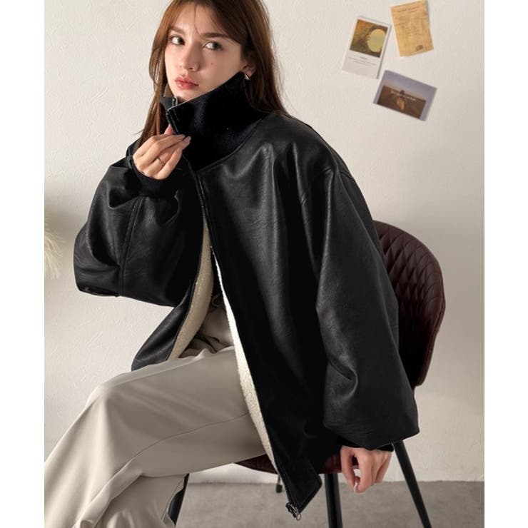 気分に合わせて変化を楽しむ。2wayフェイクレザー×ボアリバーシブルブルゾン | Classical Elf  | 詳細画像2 