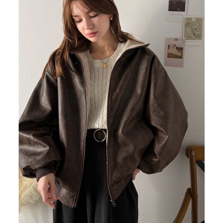 気分に合わせて変化を楽しむ。2wayフェイクレザー×ボアリバーシブルブルゾン | Classical Elf  | 詳細画像35 